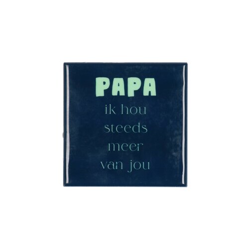 Quote tegel 'Papa' blauw - B 10 X H 10 X D 1 Cm