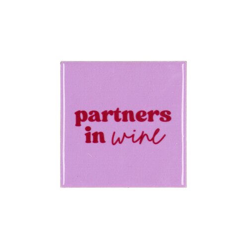 Quote tegel 'Partners' paars - B 10 X H 10 X D 1 Cm