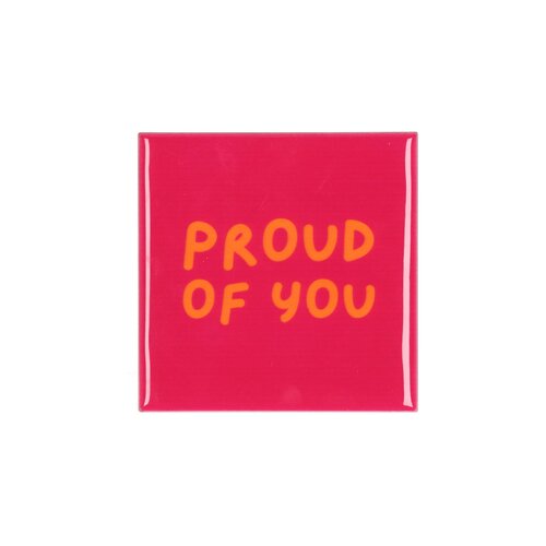 Quote tegel 'Proud' paars - B 10 X H 10 X D 1 Cm