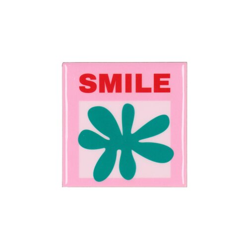 Quote tegel 'Smile' roze - B 10 X H 10 X D 1 Cm