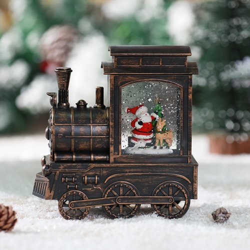 Sneeuwlantaarn Locomotief Brons - 16 x 7 x 17 cm - afbeelding 2