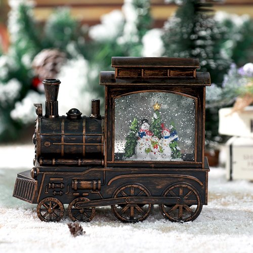 Sneeuwlantaarn Locomotief Brons - 22 x 7 x 20 cm - afbeelding 2