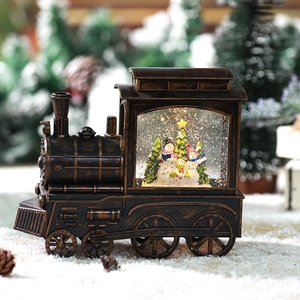 Sneeuwlantaarn Locomotief Brons - 22 x 7 x 20 cm - afbeelding 3