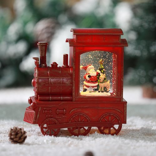 Sneeuwlantaarn Locomotief Rood - 16 x 7 x 17 cm - afbeelding 2