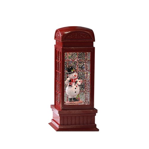 Sneeuwlantaarn Telefooncel Rood - 10 x 10 x 25 cm - afbeelding 1