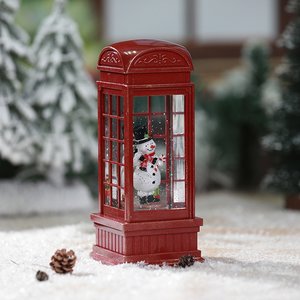 Sneeuwlantaarn Telefooncel Rood - 10 x 10 x 25 cm - afbeelding 3