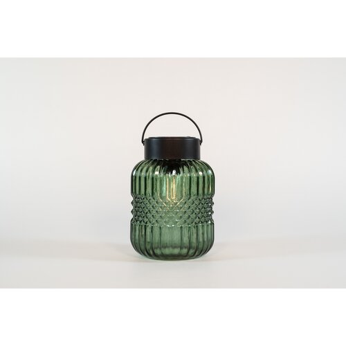 Solar glazen retro lamp groen  12,5X19CM