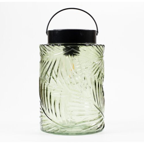 Solar glazen retro lamp groen 12,5X20CM