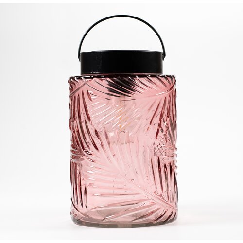 Solar glazen retro lamp roze 12,5X20CM