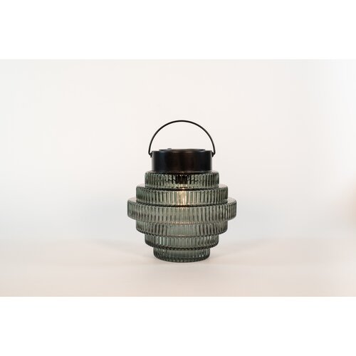 Solar glazen retro lamp groen  16X16CM