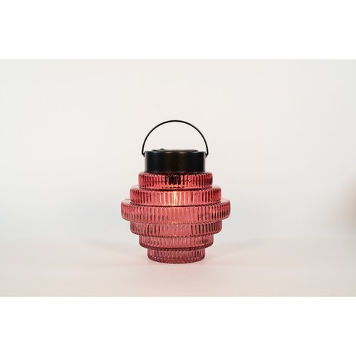 Solar glazen retro lamp roze  16X16CM