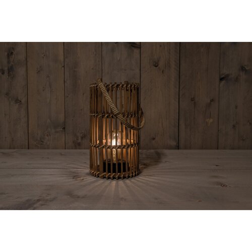 Solar lantaarn bamboe naturel met retro lamp 17X32CM