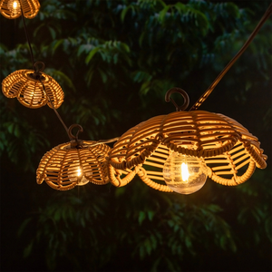 Solar partylight rattan bloemvorm - 8 lamps - afbeelding 3