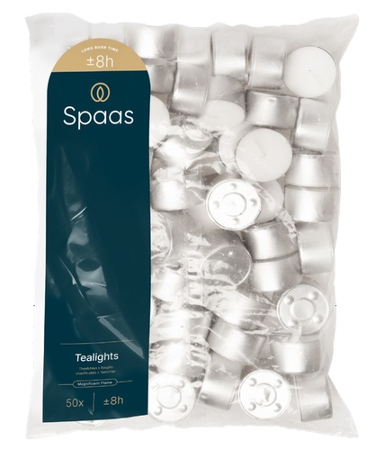 Spaas theelicht wit, 8 uur - 55 stuks