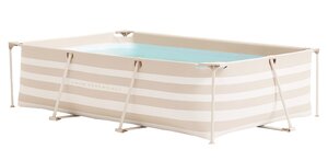 Swim Essentials beige gestreept frame zwembad - L 260 x B 160 cm