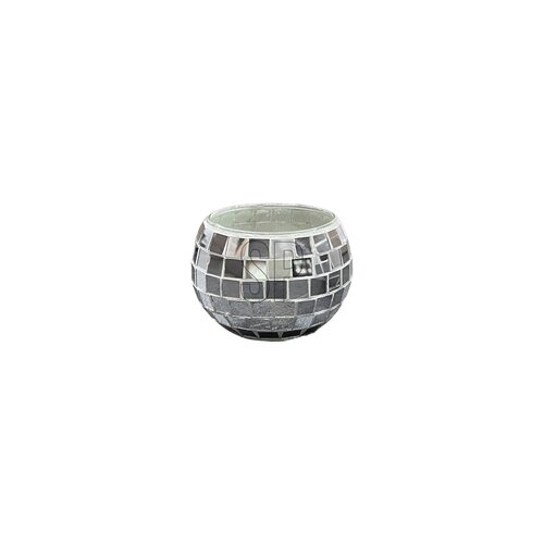 Theelichthouder discobal zilver - D 10,5 x H 8 cm