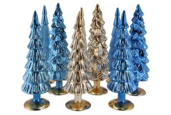 Twinkle Blue Glass Tree Metallic Ass 9 x 35 cm