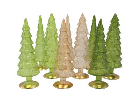 Twinkle Forest Green Glass Tree Ass 9 x 30 cm