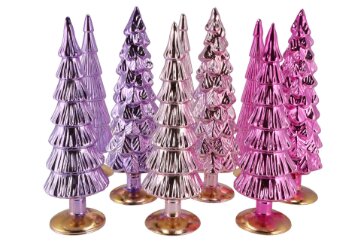 Twinkle Pretty Pink Glass Tree Metallic Ass 9 x 35 cm