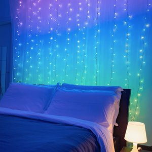 Twinkly curtain 210L RGB/warm white - 1,5x2,1m - 3m lead trans - afbeelding 3