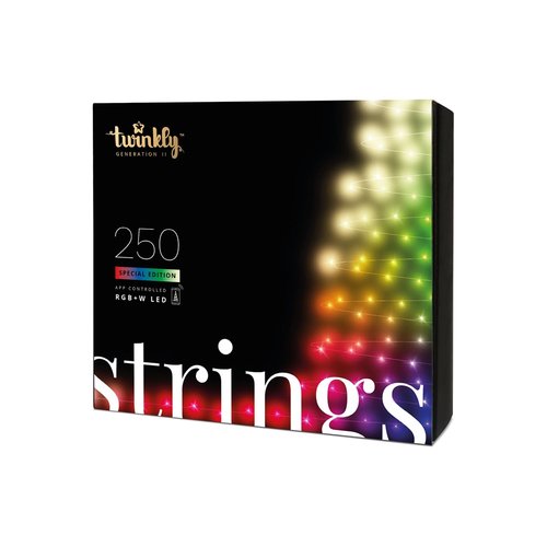 Twinkly strings 250L RGB/warm white - 20m - 2,5m lead black - afbeelding 1