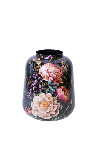 Vaas dark flowers small - D 22 x H 25 cm