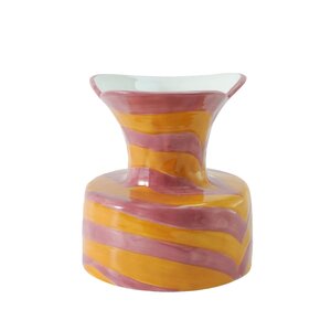 Vaas striped pink/orange - D 18 x H 18 cm - afbeelding 1
