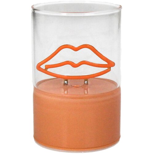 Ornament Lippen LED Glas Oranje - H 10 x B 6,5 x L 6,5 cm - afbeelding 2