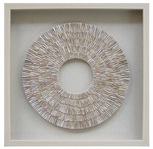 Wanddecoratie circle beige - H 60 x B 60 cm